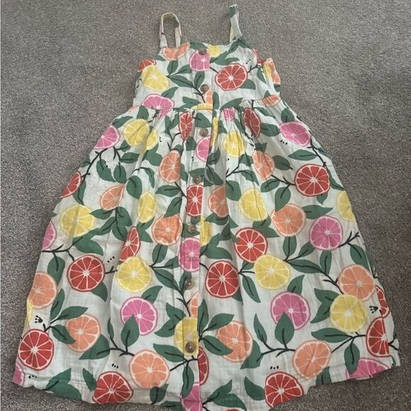 Hanna Andersson Muslin Citrus Print Maxi Dress Sz 120cm - Picture 2 of 5